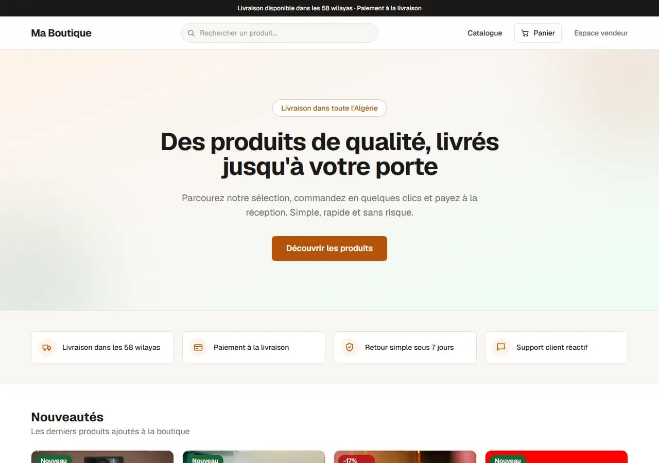 Aperçu de la boutique en ligne