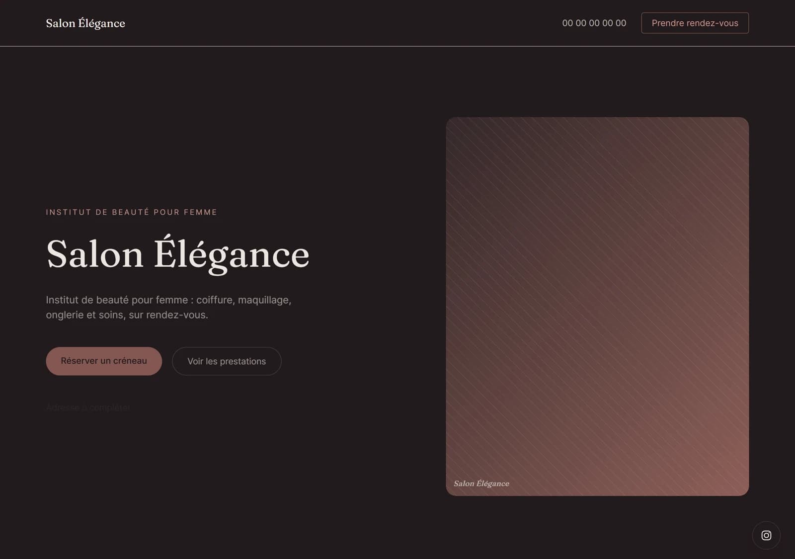 Aperçu du site du salon de beauté